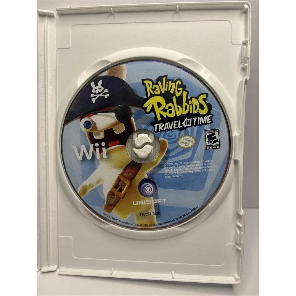 Raving Rabbids Travel in Time Wii game - includes instruction manual, disk, case